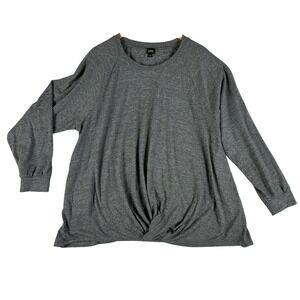 Lee Womens 2X Gray Long Sleeve Top With Twist Front Minimalist Normcore Everyday